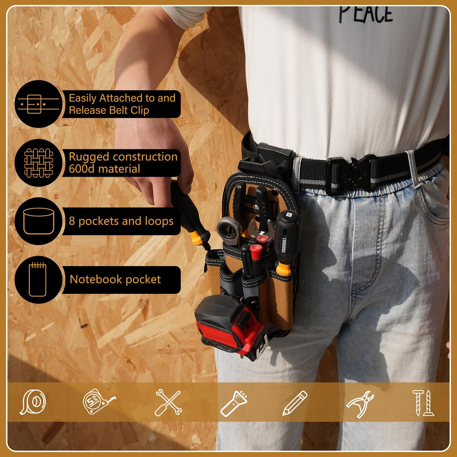 Melotough 7-Pocket Technician Pouch-Small Tool Belt Pouch Belt Clipclip On