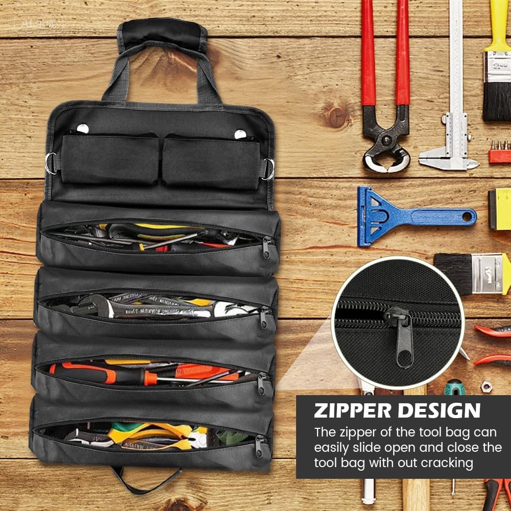 Heavy Duty Roll Up Tool Organizer for Mechanics RV & Motorcycle Storage Roll Bag