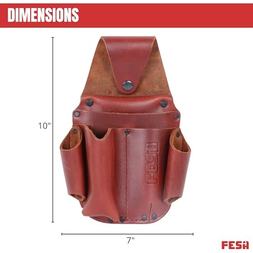 Leather Electrician Tool Pouch – Pocket Caddy Clip On Tool Pouch with Cherry
