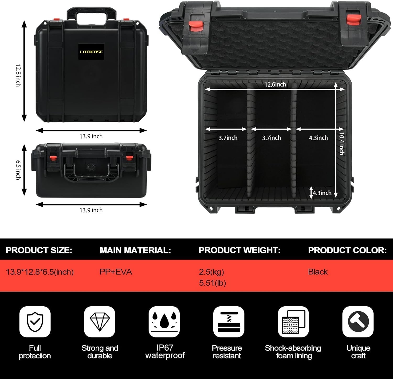 Waterproof Storage Case for Makita/ Dewalt/ Milwaukee M18 M12 Battery & Charger