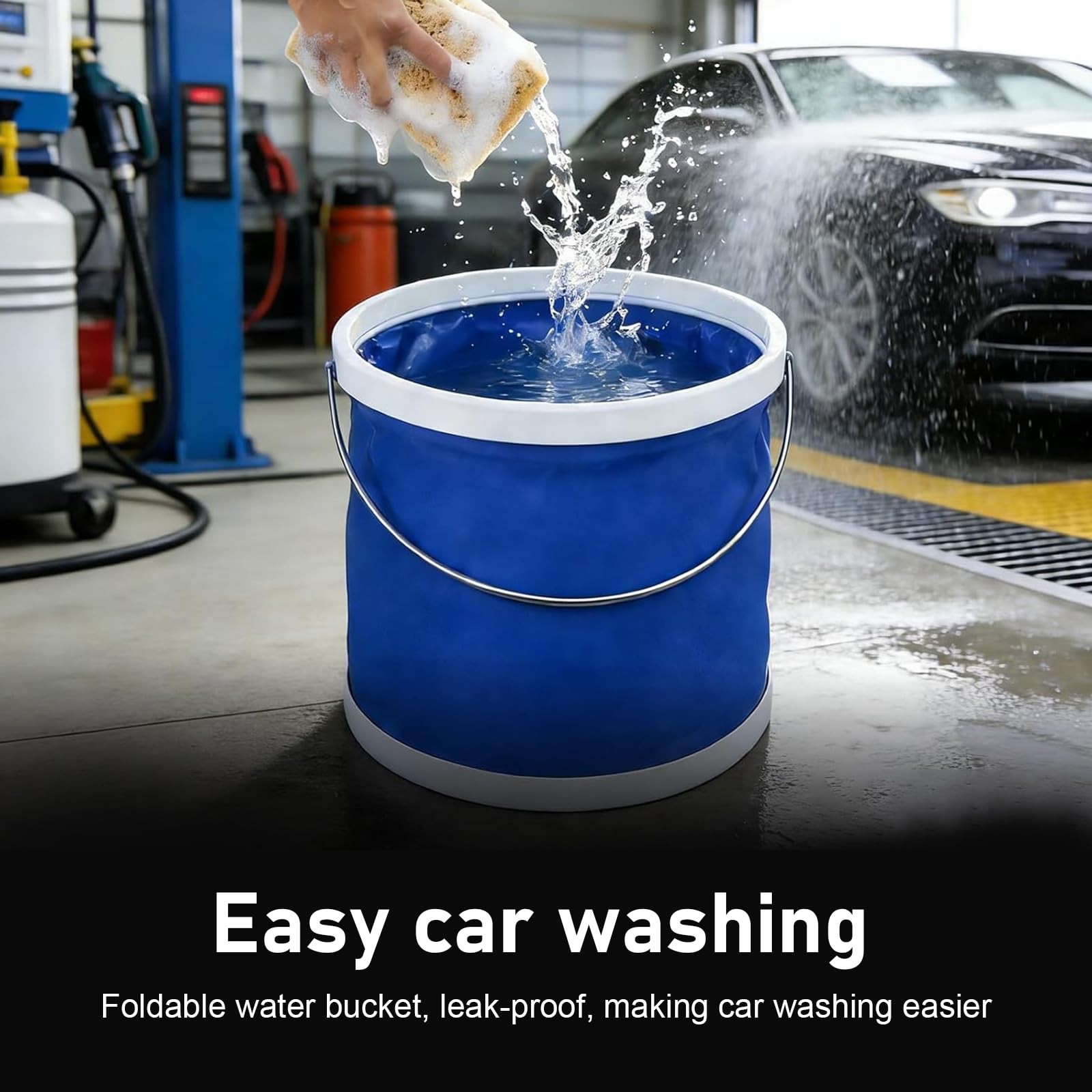 Car Collapsible Water Bucket, 11L (2.9 Gallons) Vehicle Portable Water Contai…