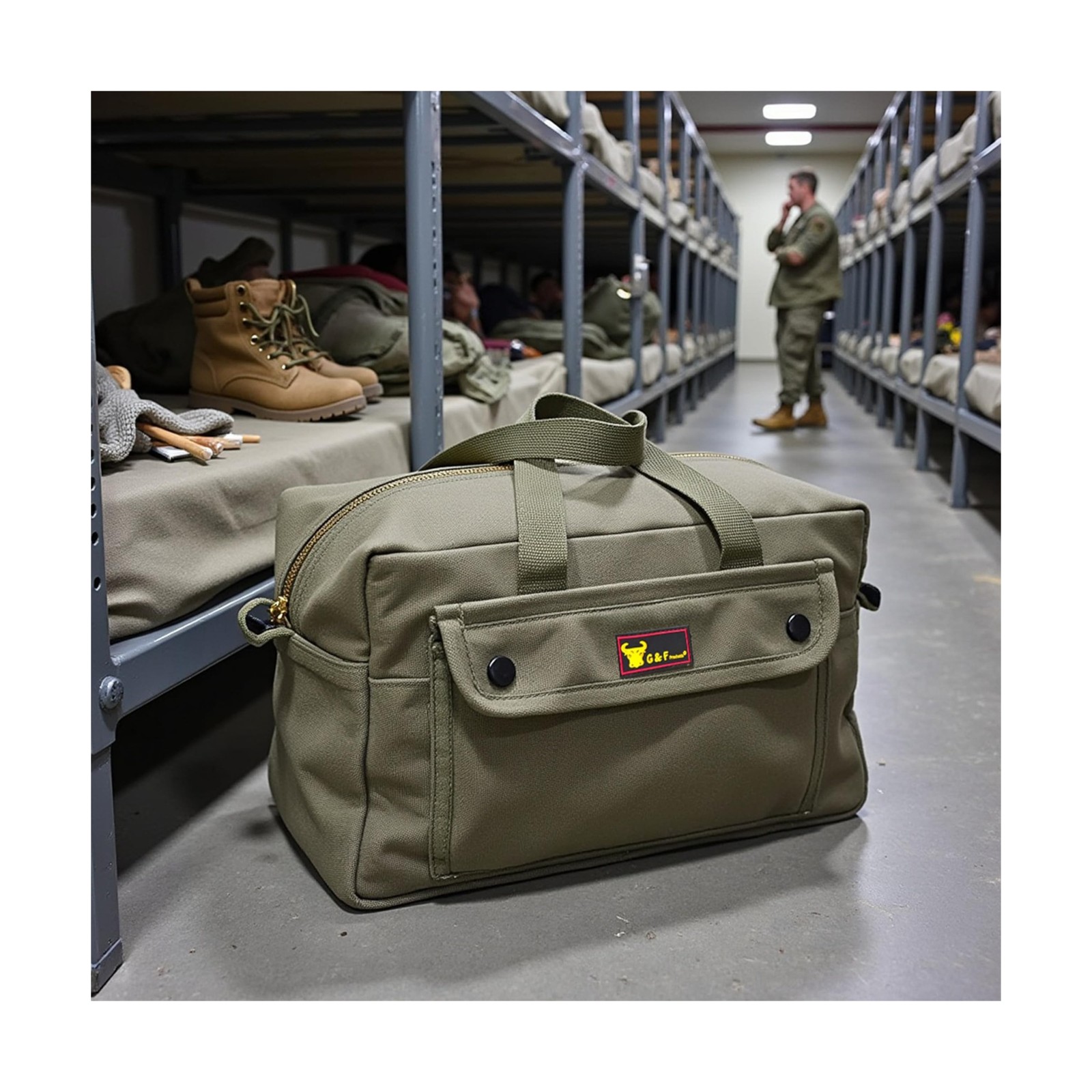 Waxed Canvas All Purpose Military Style Duffle Bag, Water-Resistant, Adjustab…