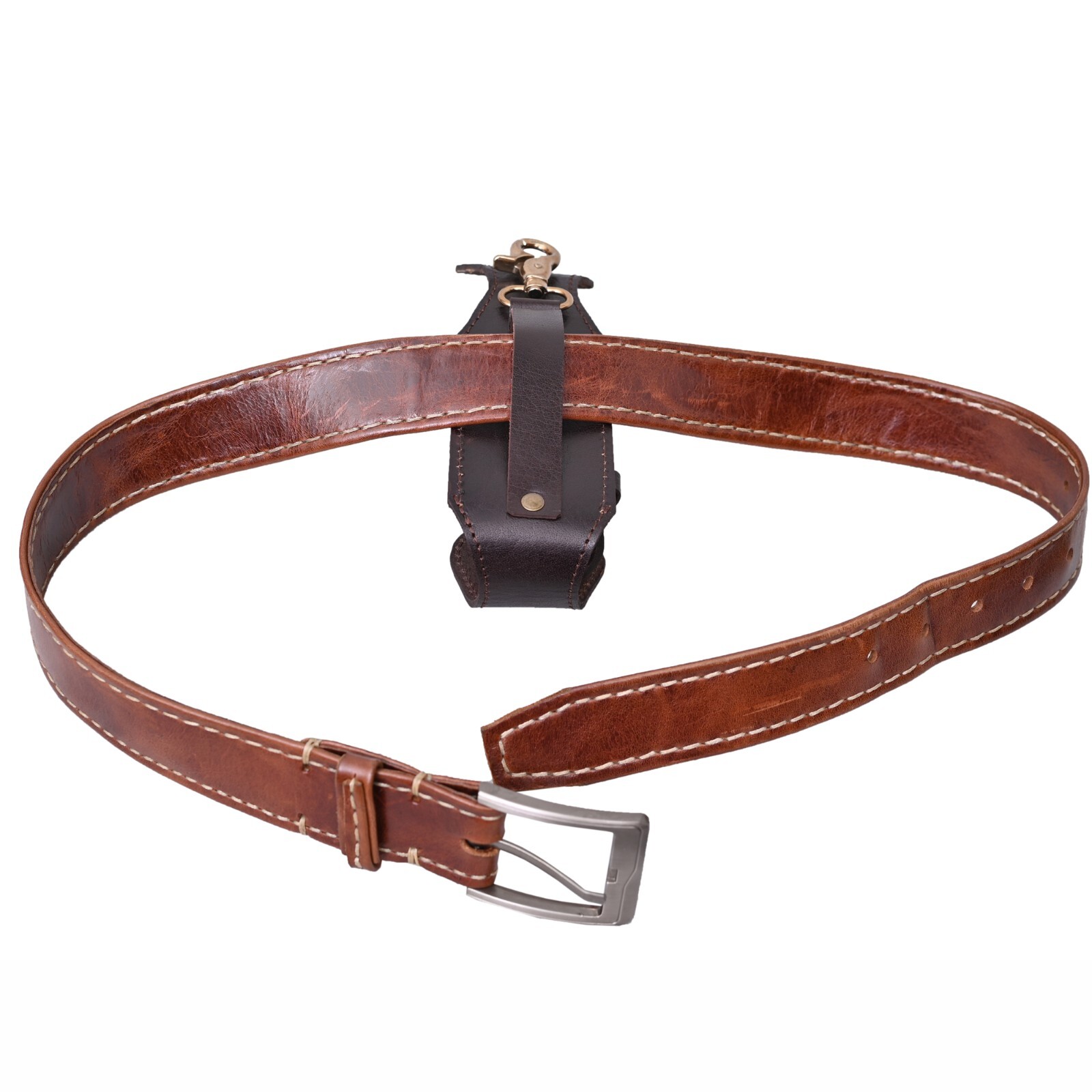 Cowhide Leather Golf Ball Pouch to Attach with Waist Belt, Sports Accessory