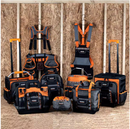 RIDGID 10 In. 19 Pocket Professional Grade Small Parts Organizer Tool Bag