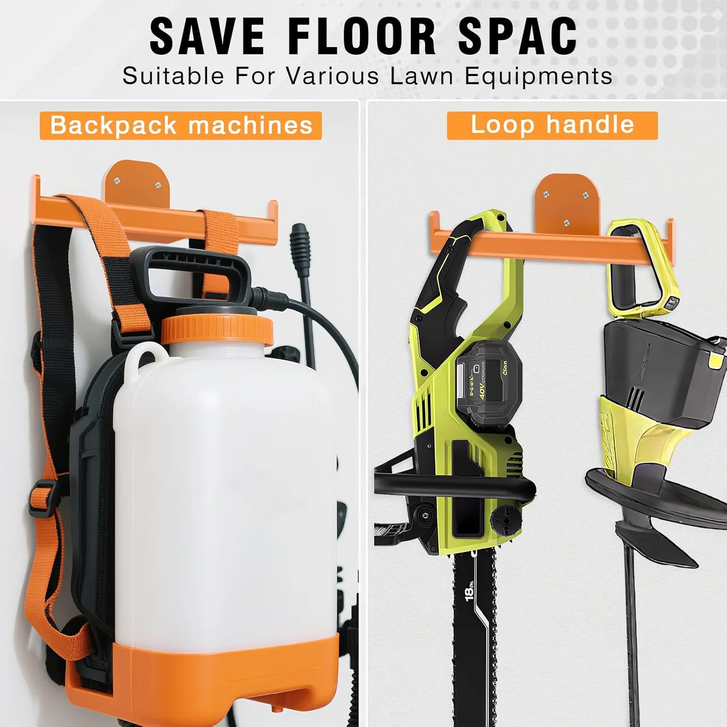 FLEXI RODS Backpack Leaf Blower Hanger, Backpack Sprayer Wall Mount, Lawn Care A
