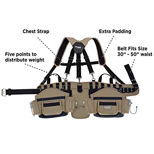JACKSON PALMER Professional Tool Belt – Comfort Rig Tan One Size, & Black