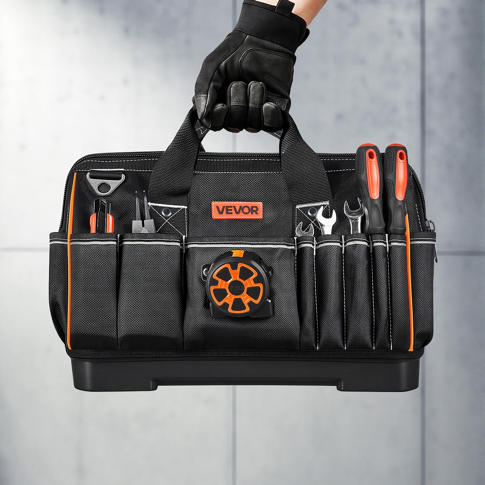 VEVOR Tool Bag 16.1 Inch 33-Pocket Portable Tool Box with Water-Resistant Base