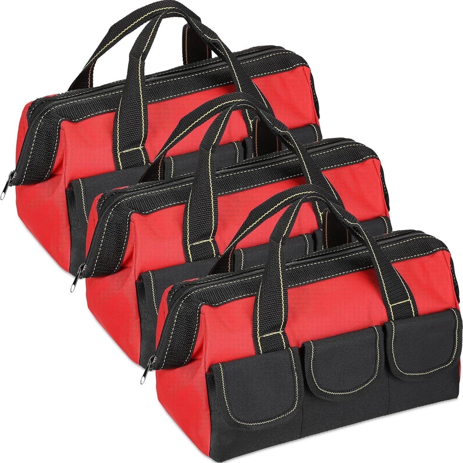 Heavy Duty Tool Tote Bag with Hard Bottom, 3 Pack