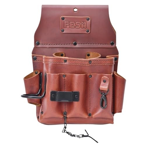 Leather Electrician Tool Pouch – 13-in-1 Top Grain Leather Electrician Cherry