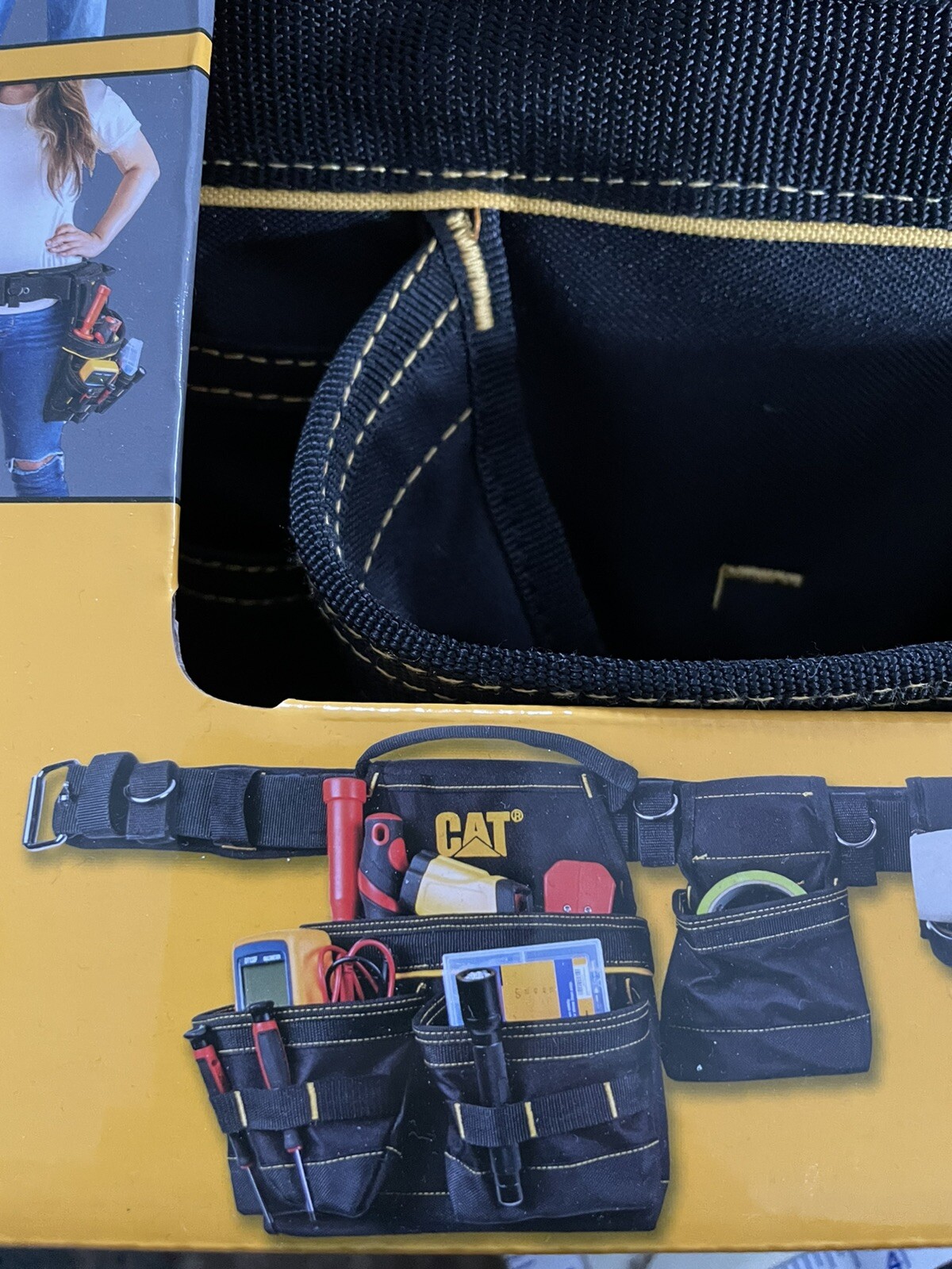 2X CAT CATERPILLAR Tool Belt Muti-Purpose 32 To 48 in 2-Bag 19-Pocket Constrc