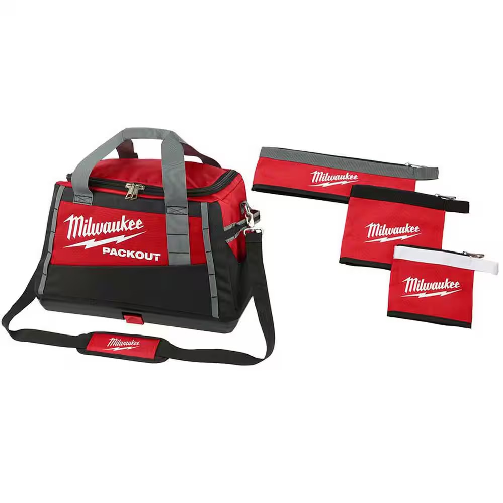 20 In. PACKOUT Tool Duffle Bag with Multi-Size Zipper in Red (3-Pack)
