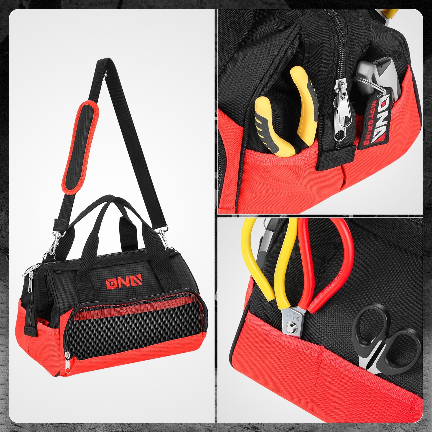 For Electrician/Carpentry/HVAC 12in Canvas Tool Bag Organizer w/ Shoulder Strap