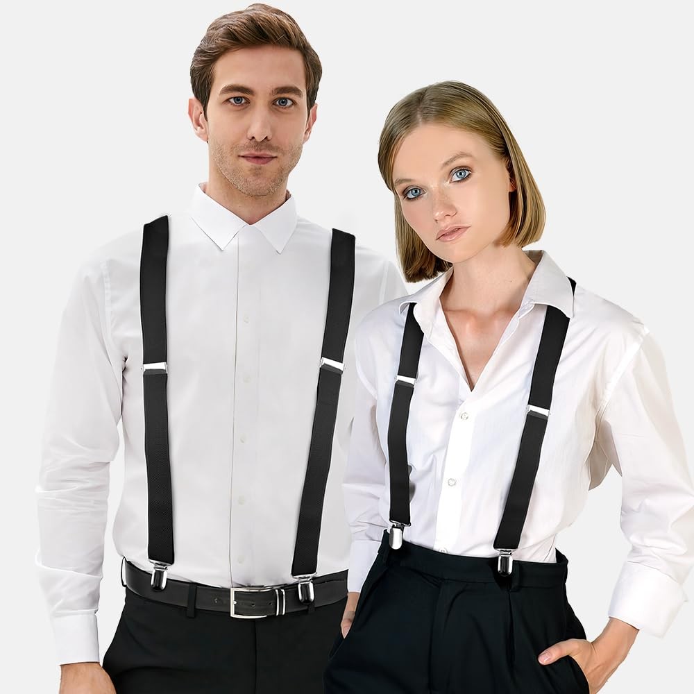 Vesberkl Black Suspenders for Men Heavy Duty Mens 1PCS,