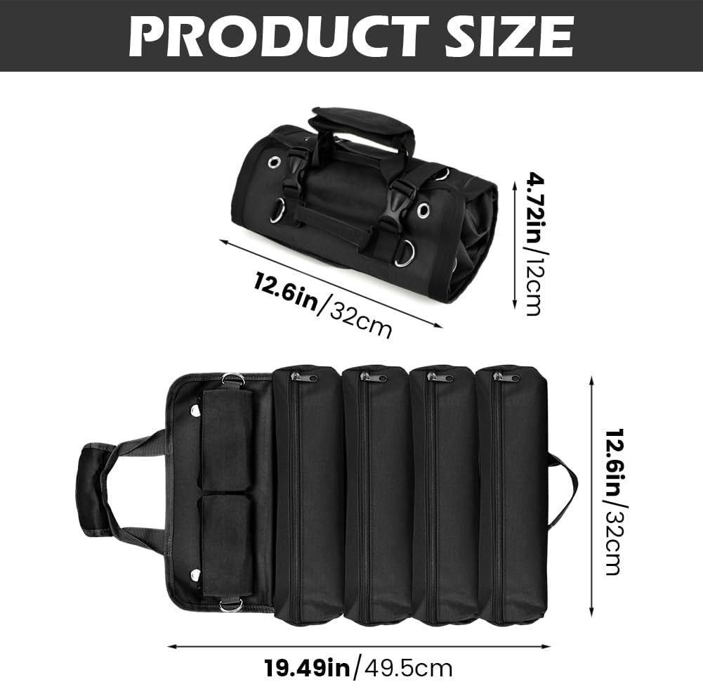 Heavy Duty Roll Up Tool Organizer for Mechanics RV & Motorcycle Storage Roll Bag