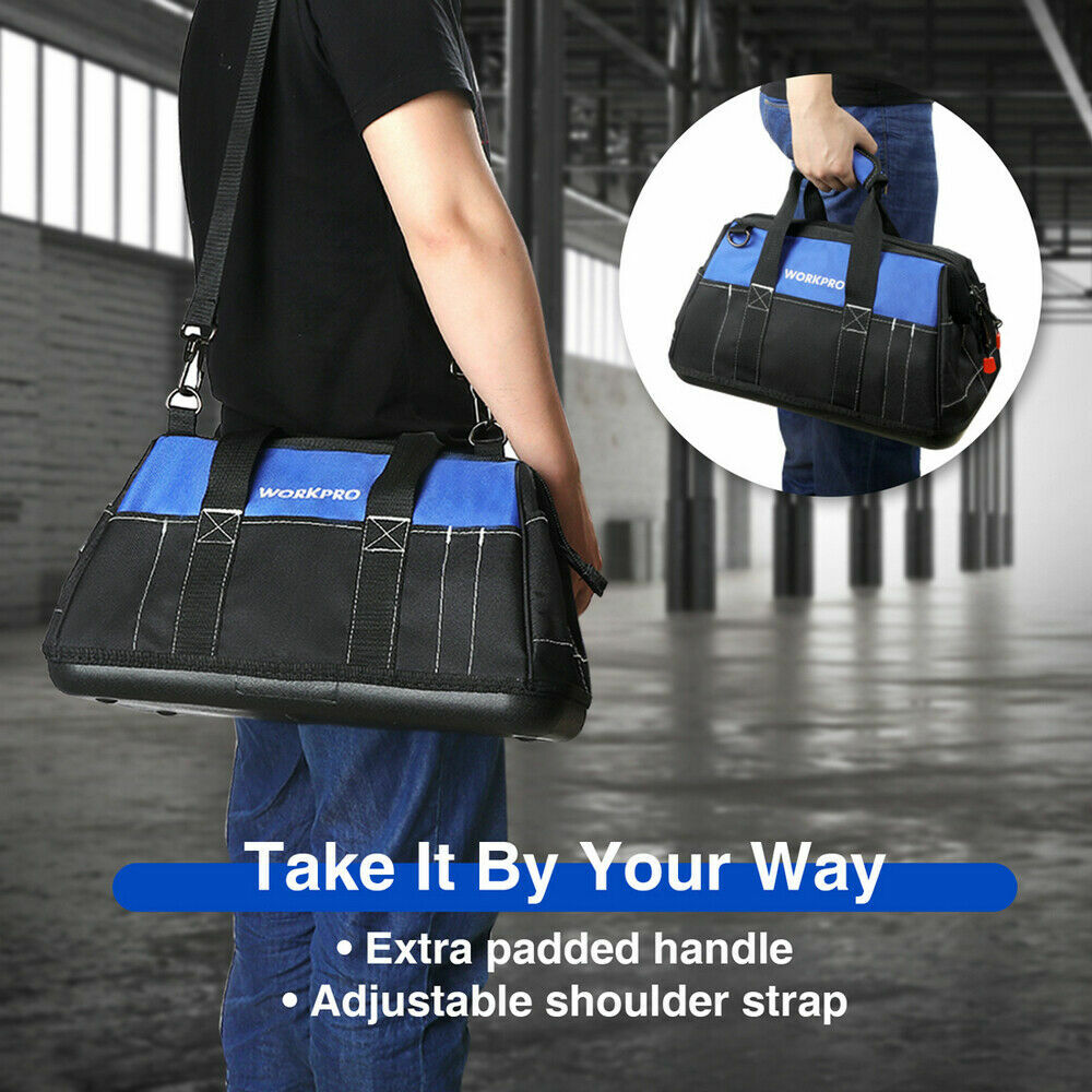 WORKPRO 16»/18″ Durable Tool Bag Wide Mouth Waterproof Heavy Duty Tool Storage