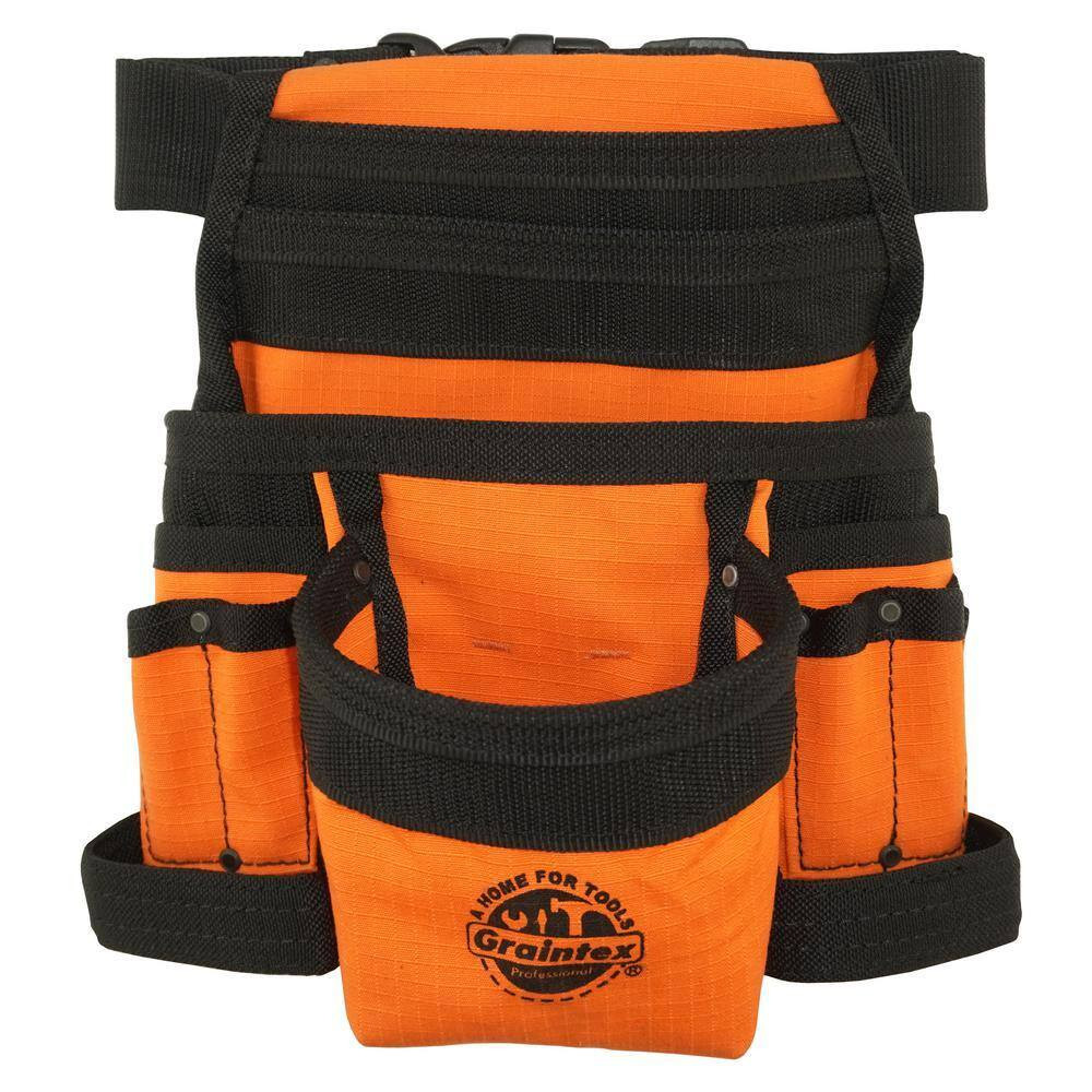 Orange Canvas 10-Pocket Tool Pouch with Belt
