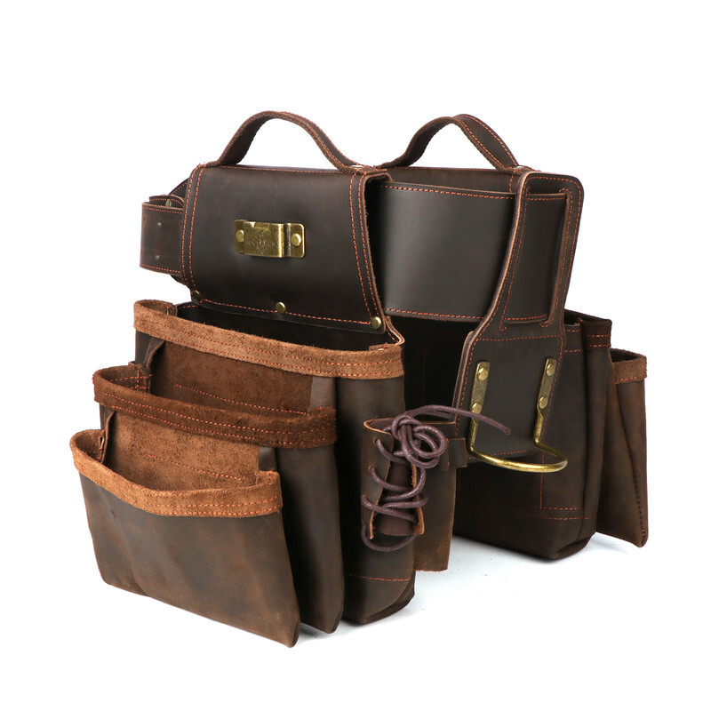 TOURBON Leather Heavy Duty Tools Storage Belt Pouch Electricians Carpenter Gift