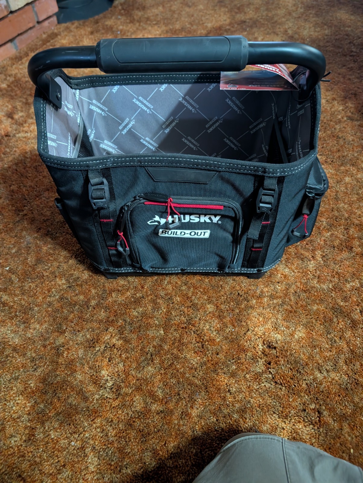 Husky Build-Out Heavy Duty Contractors 14 In. Tool Tote Box Rugged Build Out 14″