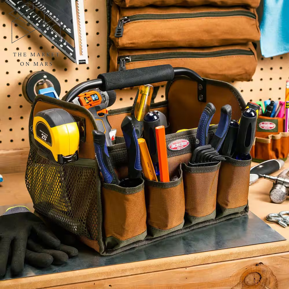 12 In. Open Top Tool Tote Bag Total 9 pockets