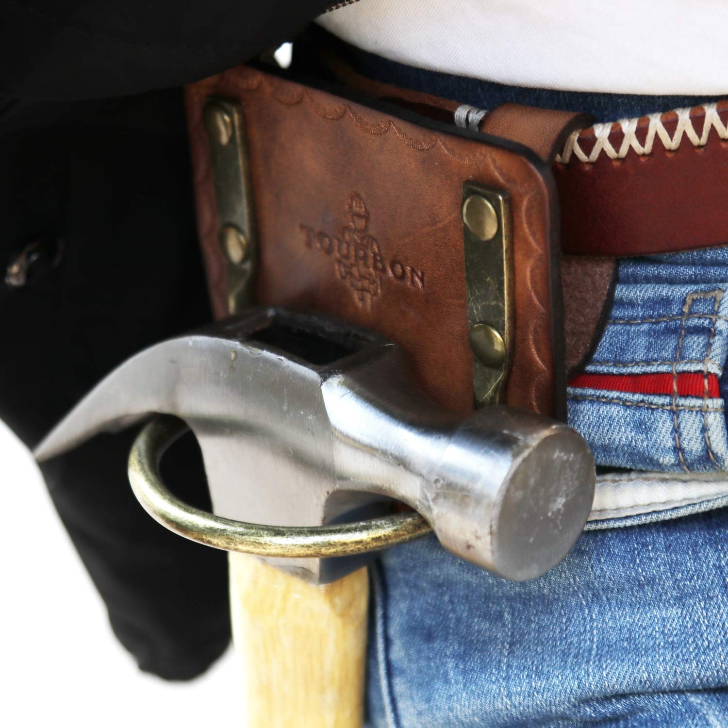 Leather Belt Tool Holster Steel Loop Hammer Carrying Holder