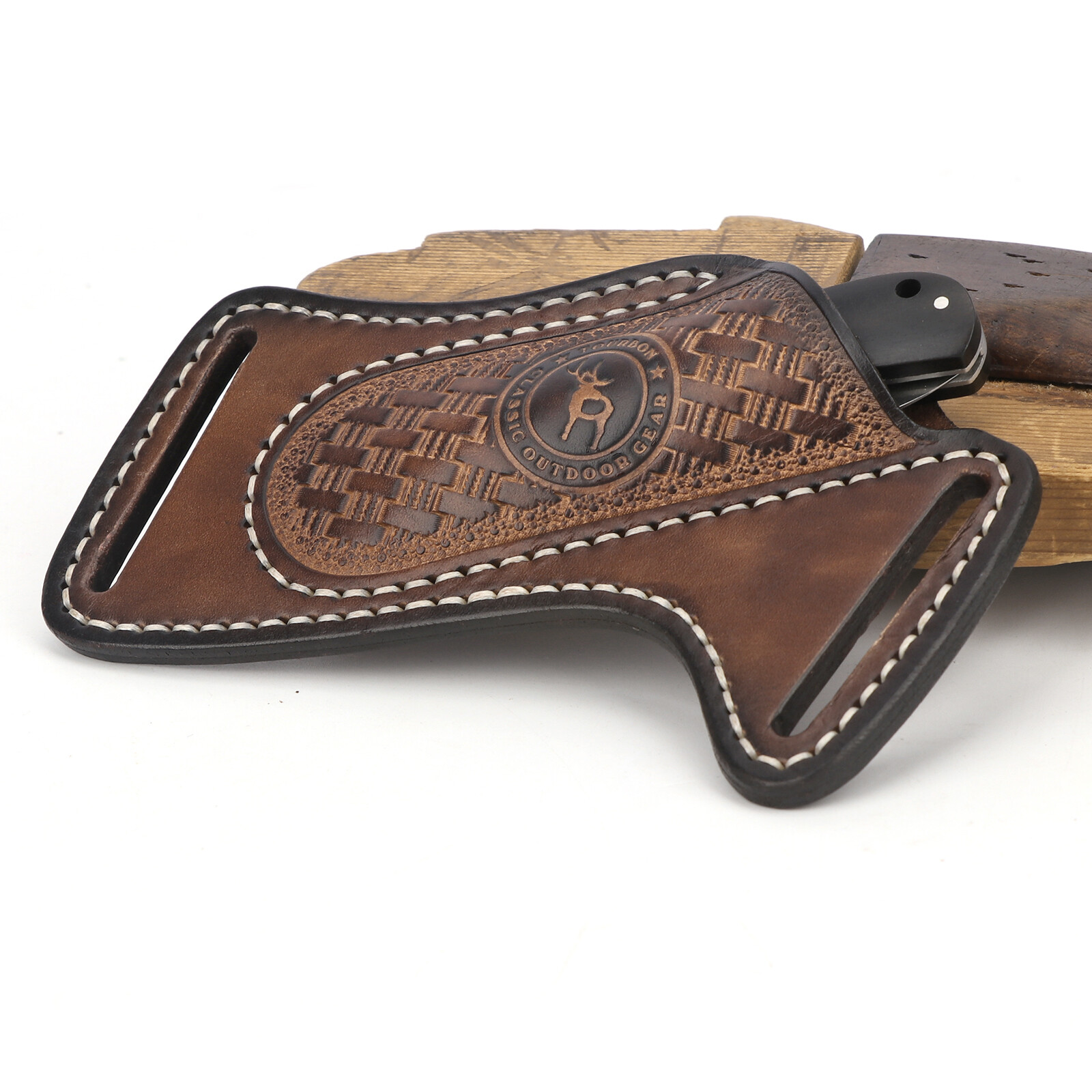 TOURBON Leather Folding Blade Knife Sheath Belt Pouch EDC Knives Pocket Camping