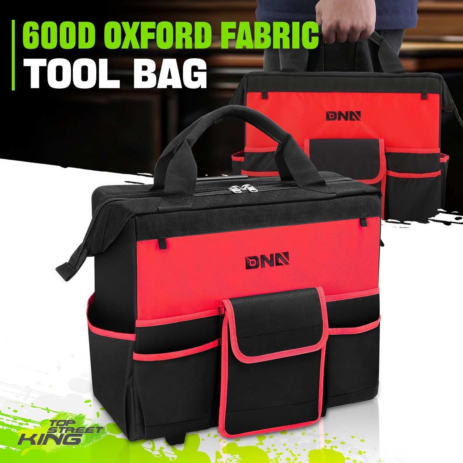 18″x 8.8″x 14.5″ Red 600 Denier Oxford Canvas Bag w/ Trolley & Reinforced Wheel