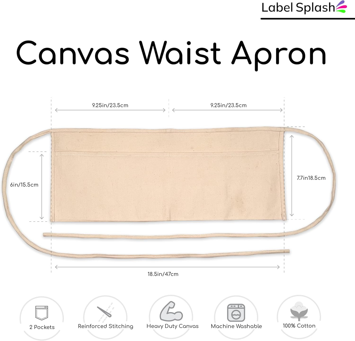 2 Pocket Canvas Work Waist Nail Apron Belt Washable Tool Utility Gardening Woodw