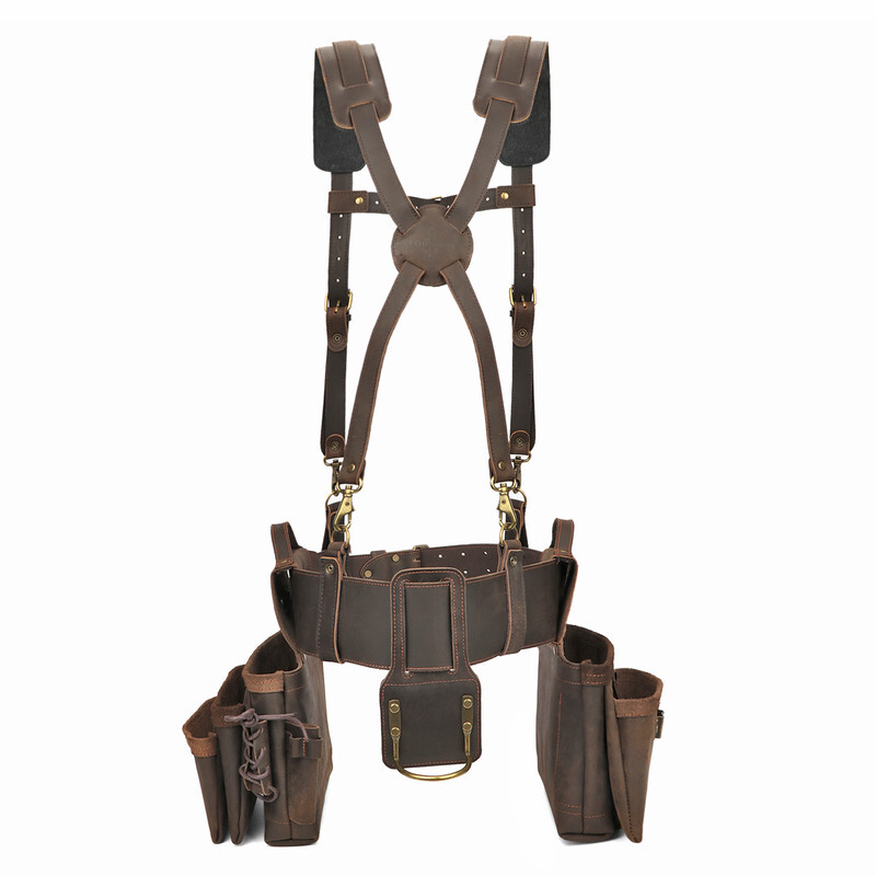 TOURBON Suspenders Carpenter Heavy Duty Chest Strap & Tool Belt Pouch Holster US