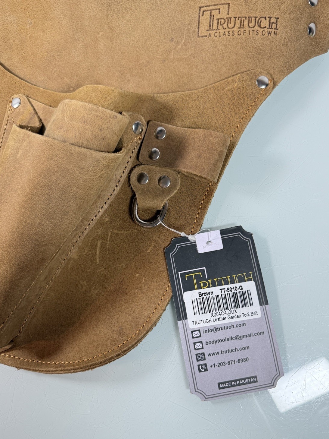 NWT TRUTUCH Leather Multi Pocket Gardening Tool Belt Gardeners Tool Pouch TT5010
