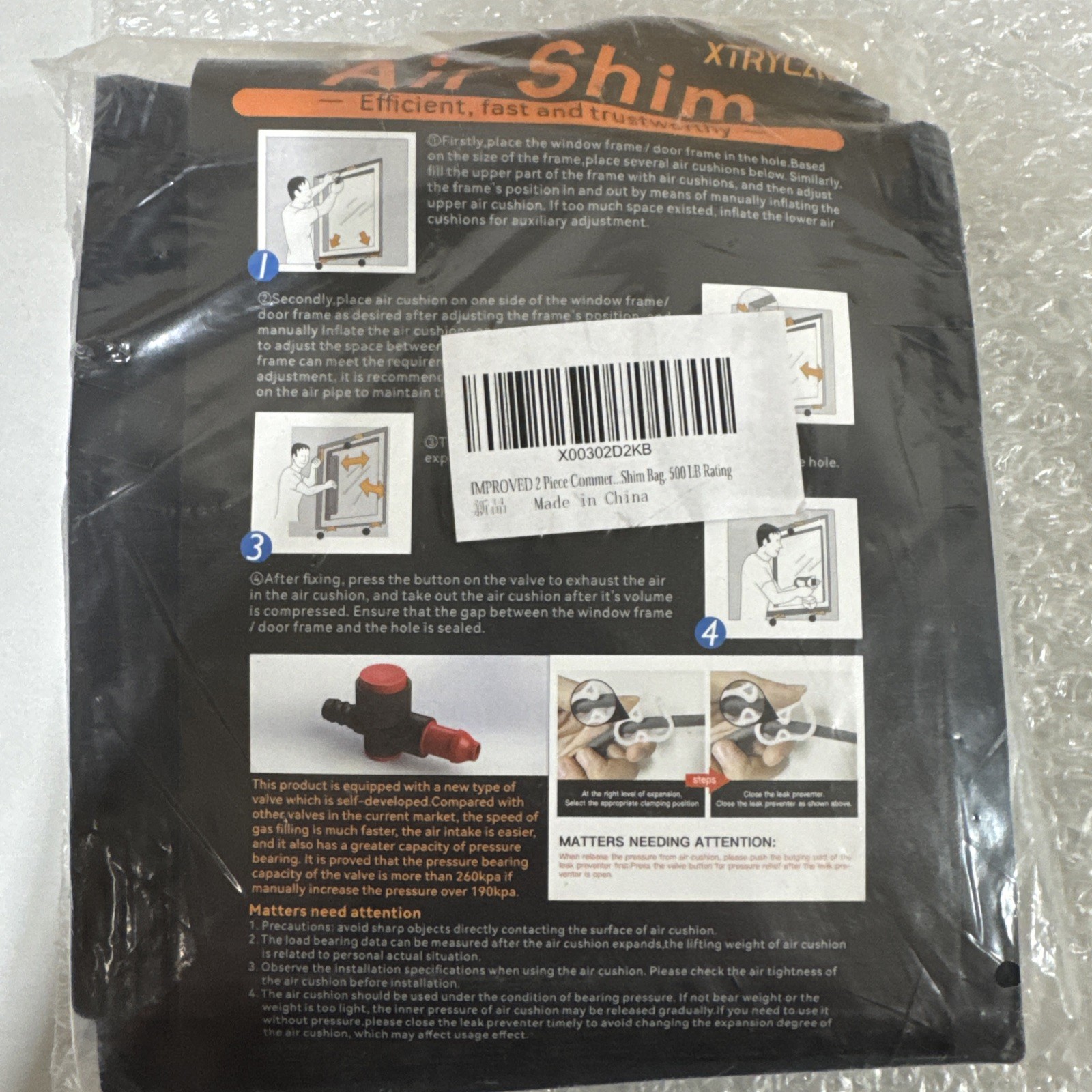 Xtrycal Air Shim Air Wedge Bags 2 Pack Leveling Kit 500lbs Rated Alignment / AJ5