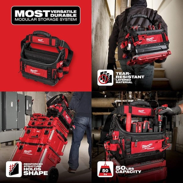 Milwaukee Tool 48-22-8317 Tool Tote, Red, Ballistic Polyester, 39 Pockets