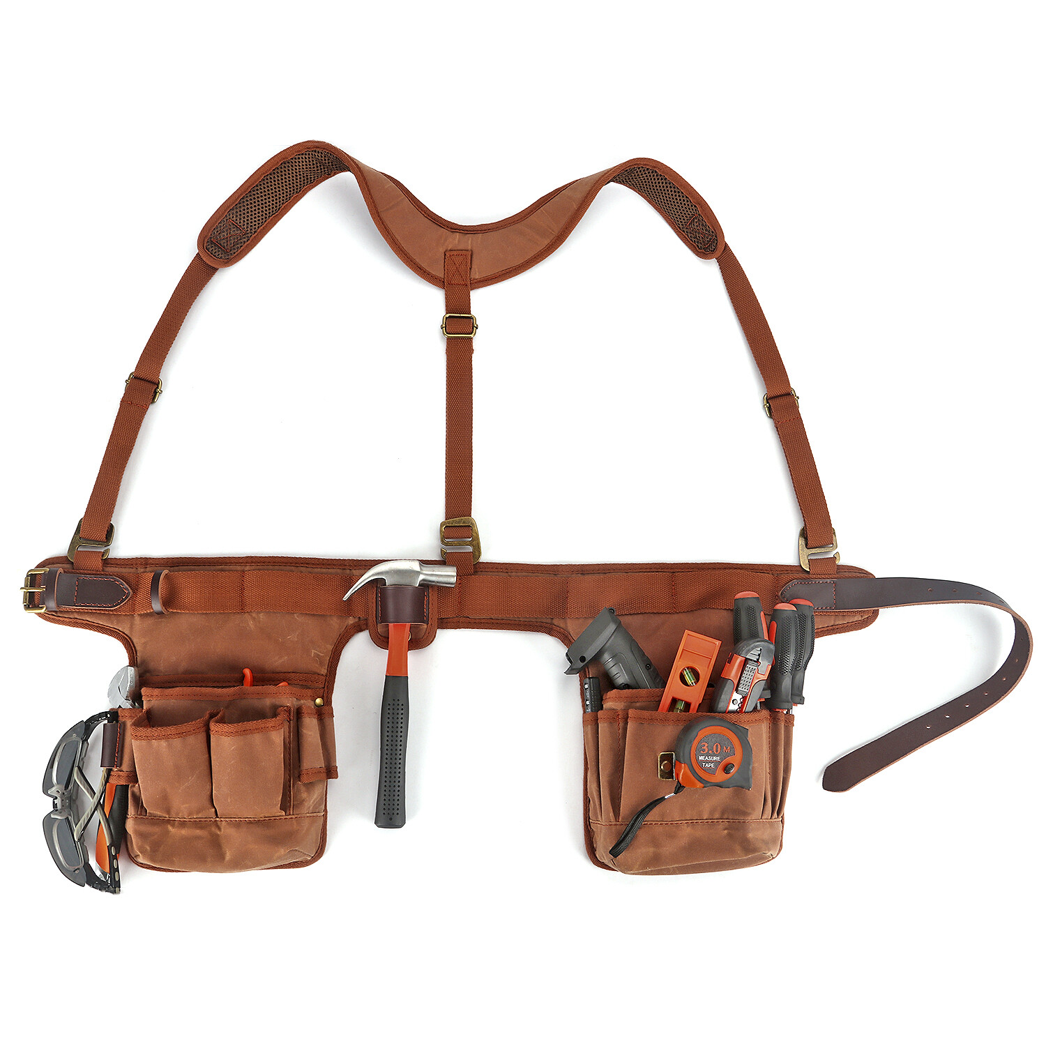 TOURBON Work Tool Belt Suspender Drill Pouch Electricians Carpenter Harness Vest