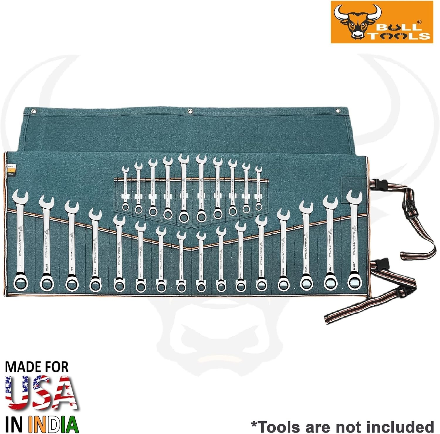 Wrench Organizer 26 Pocket Roll Up Pouch with Carry Bag Tool Metric & SAE Hand