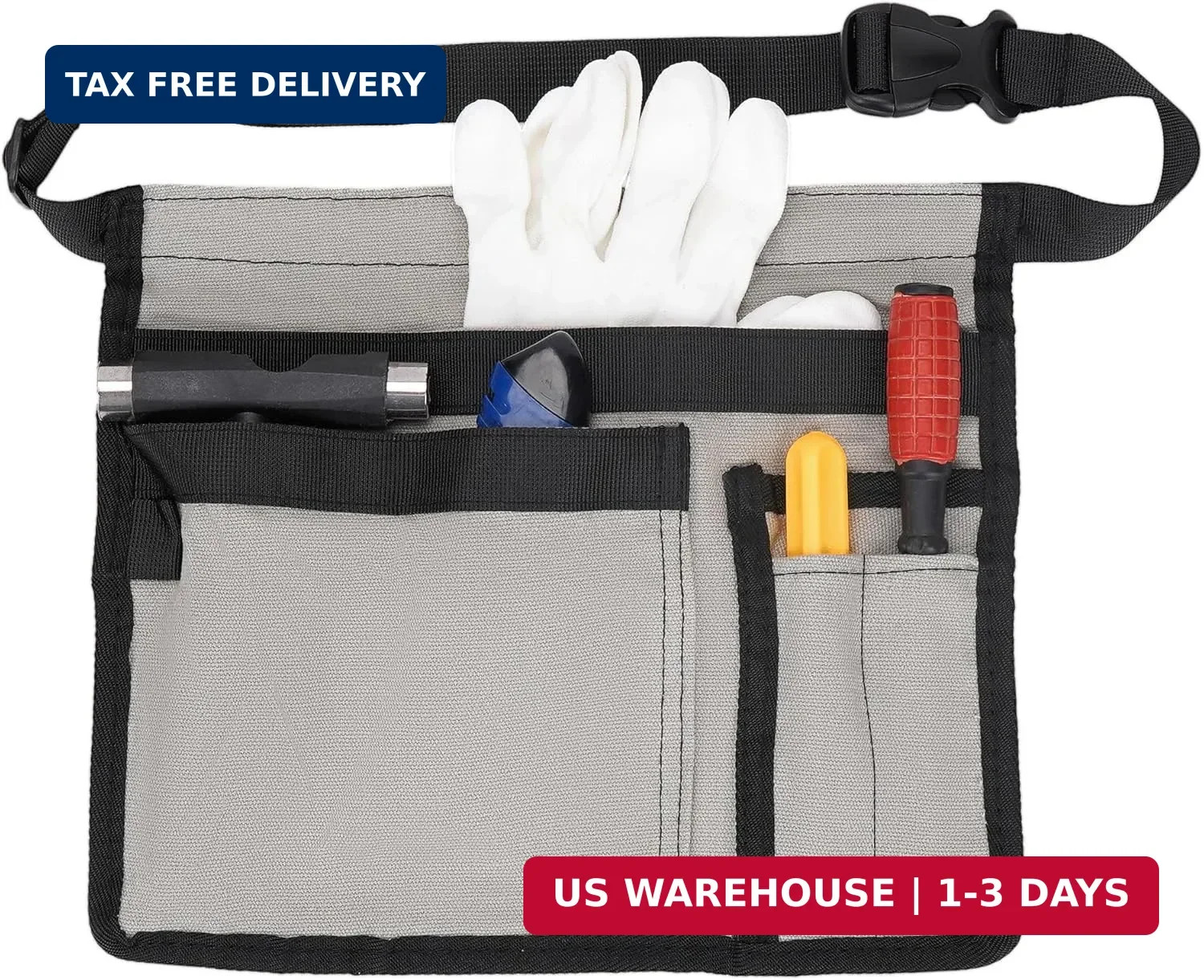 Tool Pouch Belt, Utility Belt Bag with 5 Pockets, Tool Apron Pouch, Garden Tool