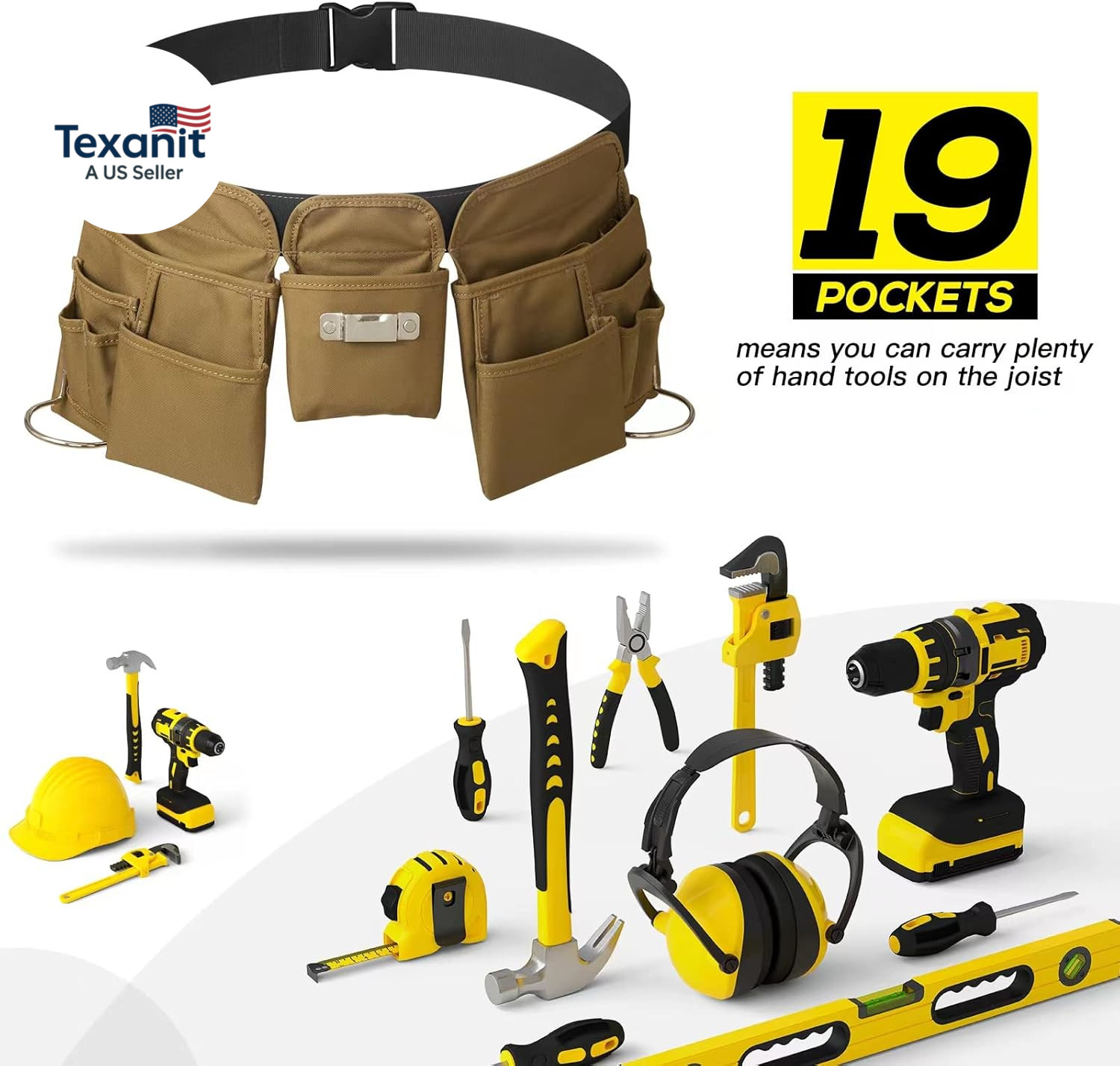 19 Pocket Tool Belts – Gardening Belt with Quick Release Buckle,Adjustable Utili