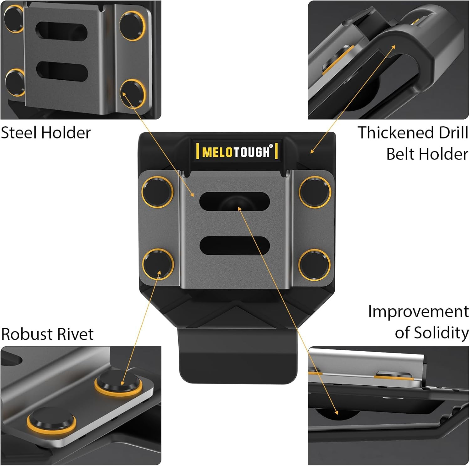 MELOTOUGH Drill Holder for Tool Belt,Drill Holster,Tape Measure Holder – Fits up