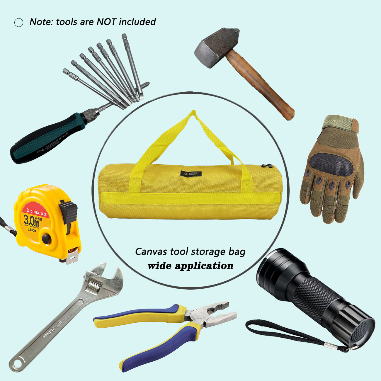 16inch Yellow Tool Bag with Zippers Multi Purpose Quick Manual tool 15.75×5.12in