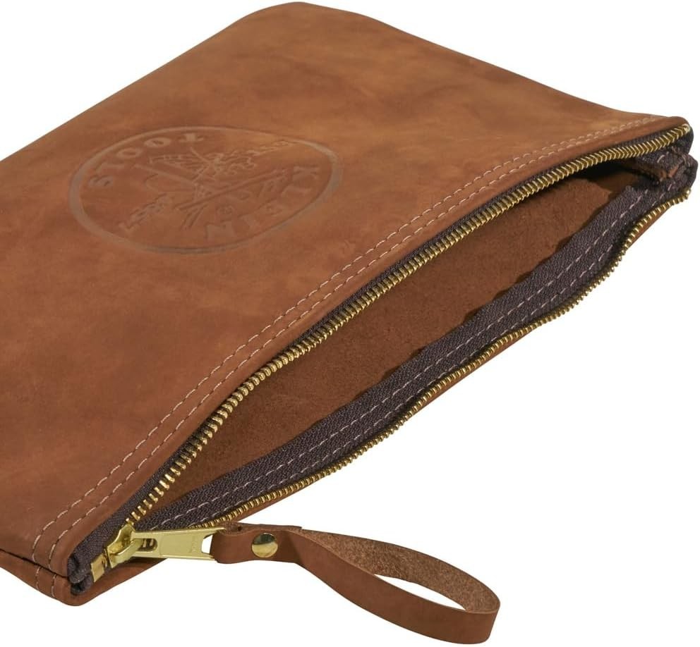 Zipper Bag, Top-Grain Leather Tool Pouch with Strong Zipper Close, 12-1/2-Inch