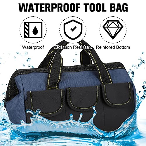3 Pack Tool Bag for Men – 13″ Waterproof Hard – Blue, Red, Yellow – Classic