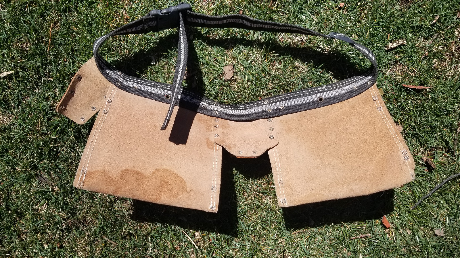 Leather Tool Belt / Rooster R 499-3 / 2 Pockets / Adjustable Strap