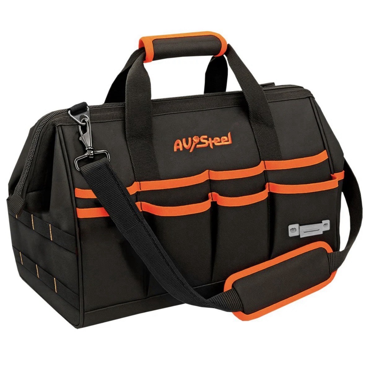Tool Bag Wide Mouth 16 Pockets Adjustable Shoulder Strap Tool Clip Oxford 1680D