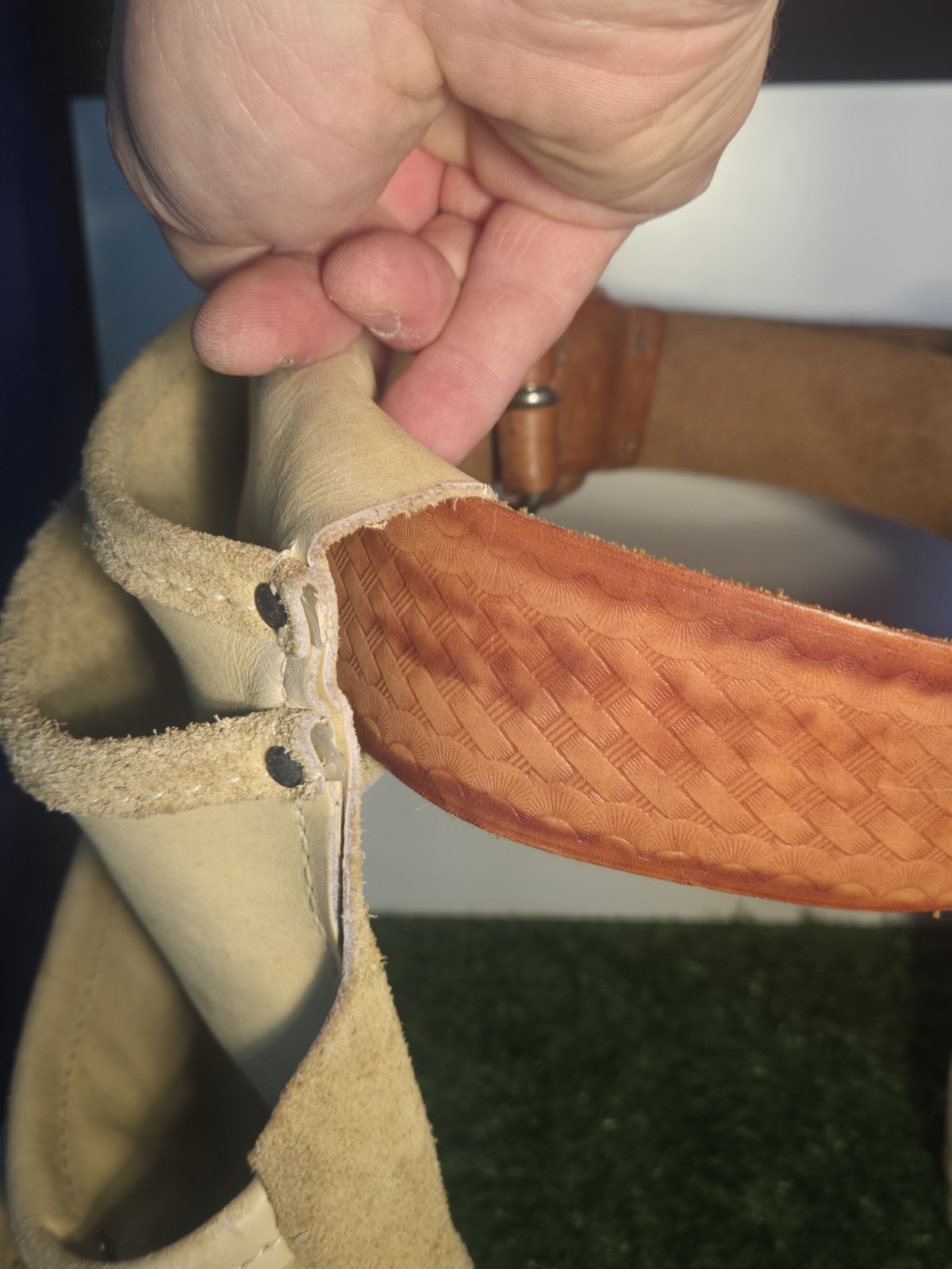 2 w/ belt – Craftsman 937542 Tan Suede Leather Multi Pocket Tool Pouch Riveted