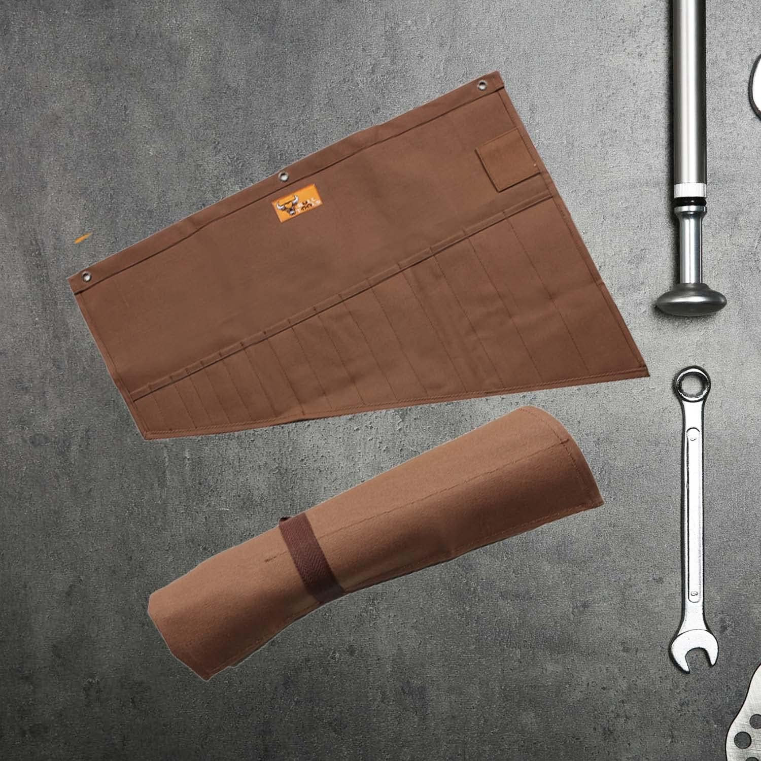 BULL TOOLS Roll up Tool Bag Organizer 16 Pockets Metric & SAE Wrench Organizer H