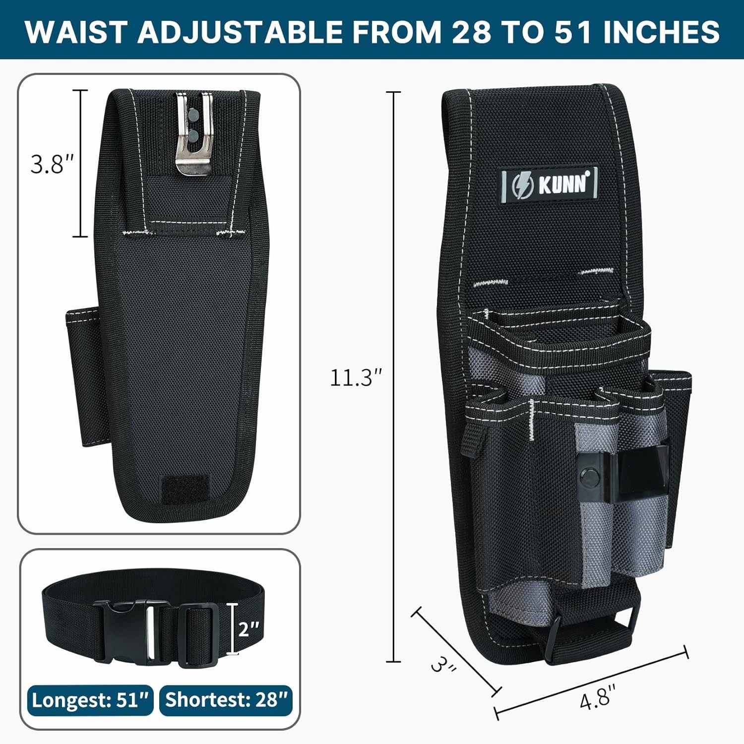 Versatile 7 Pocket Tool Holster – Heavy Duty Nylon Organizer for Technicians