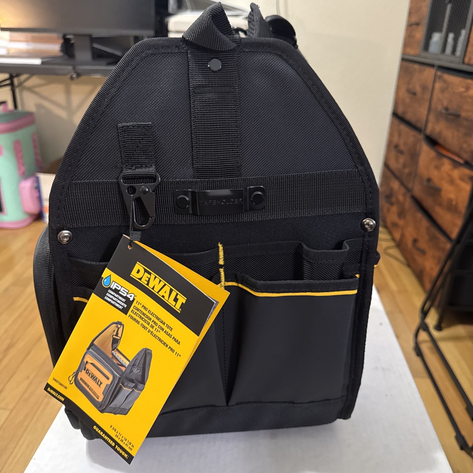 DEWALT 11″ Electrician Tote: Durable Water-Resistant Tool Bag (DWST560105)
