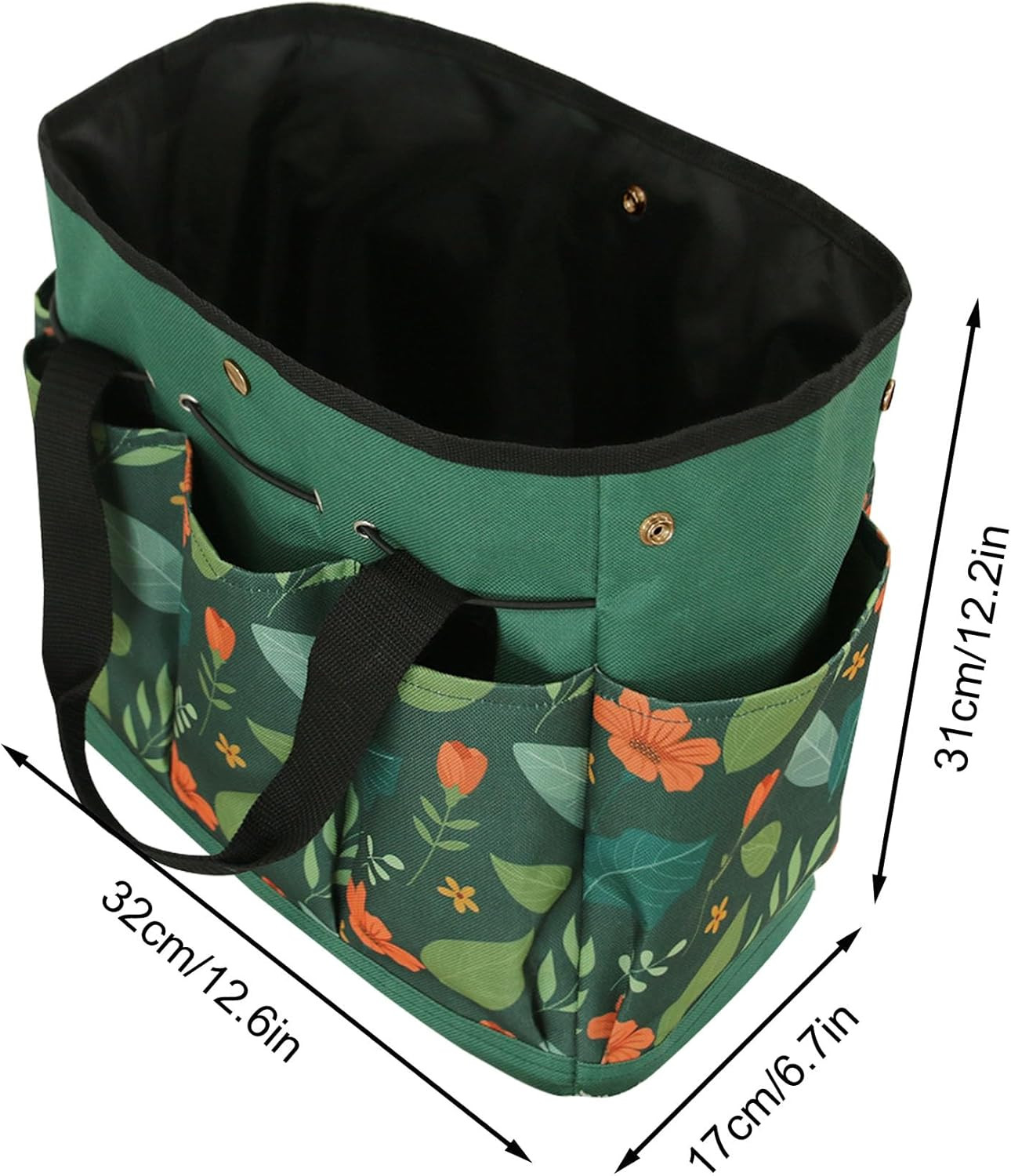 Waterproof Garden Tool Bag, 600D Oxford Portable Gardening Tote with Handle & Mu