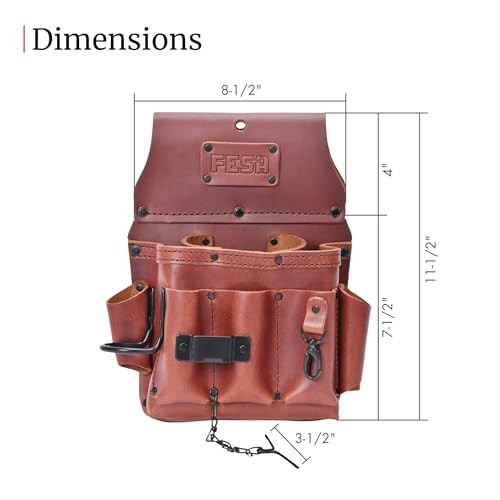 Leather Electrician Tool Pouch – 13-in-1 Top Grain Leather Electrician Cherry