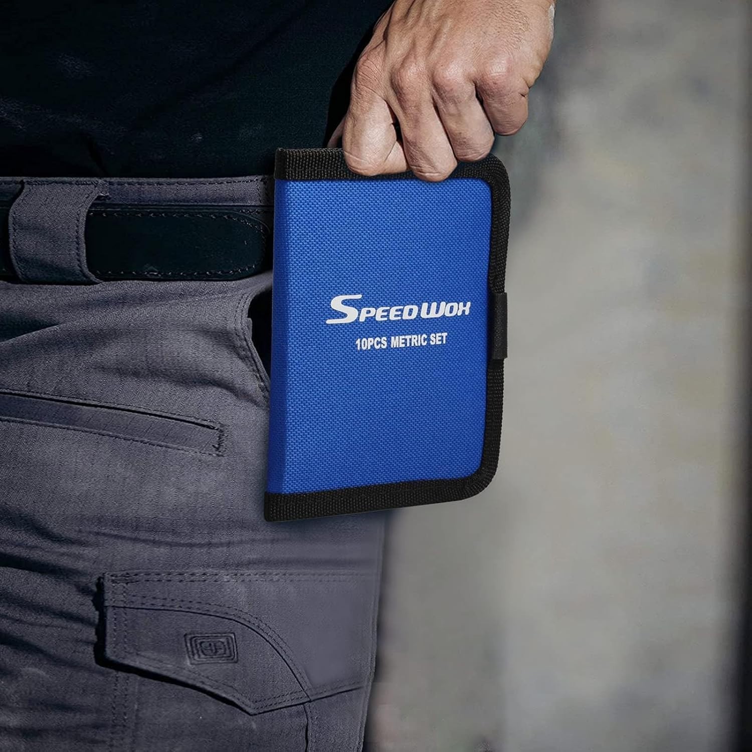 Durable 600D Polyester Mini Wrench Storage Bag with Protective Flap – Blue