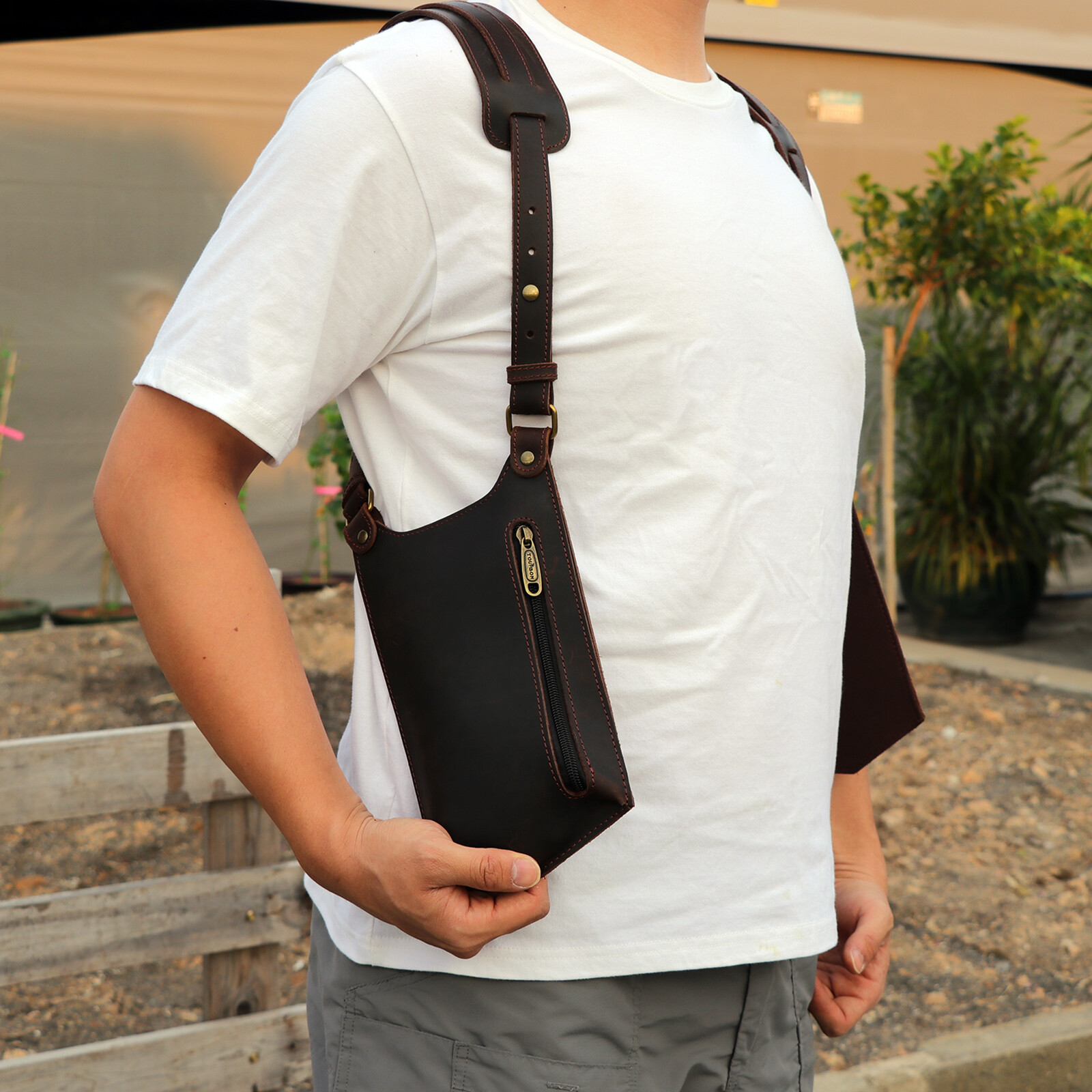 Tourbon Phone Carry Harness Chest Wear Tool Holder Pouch