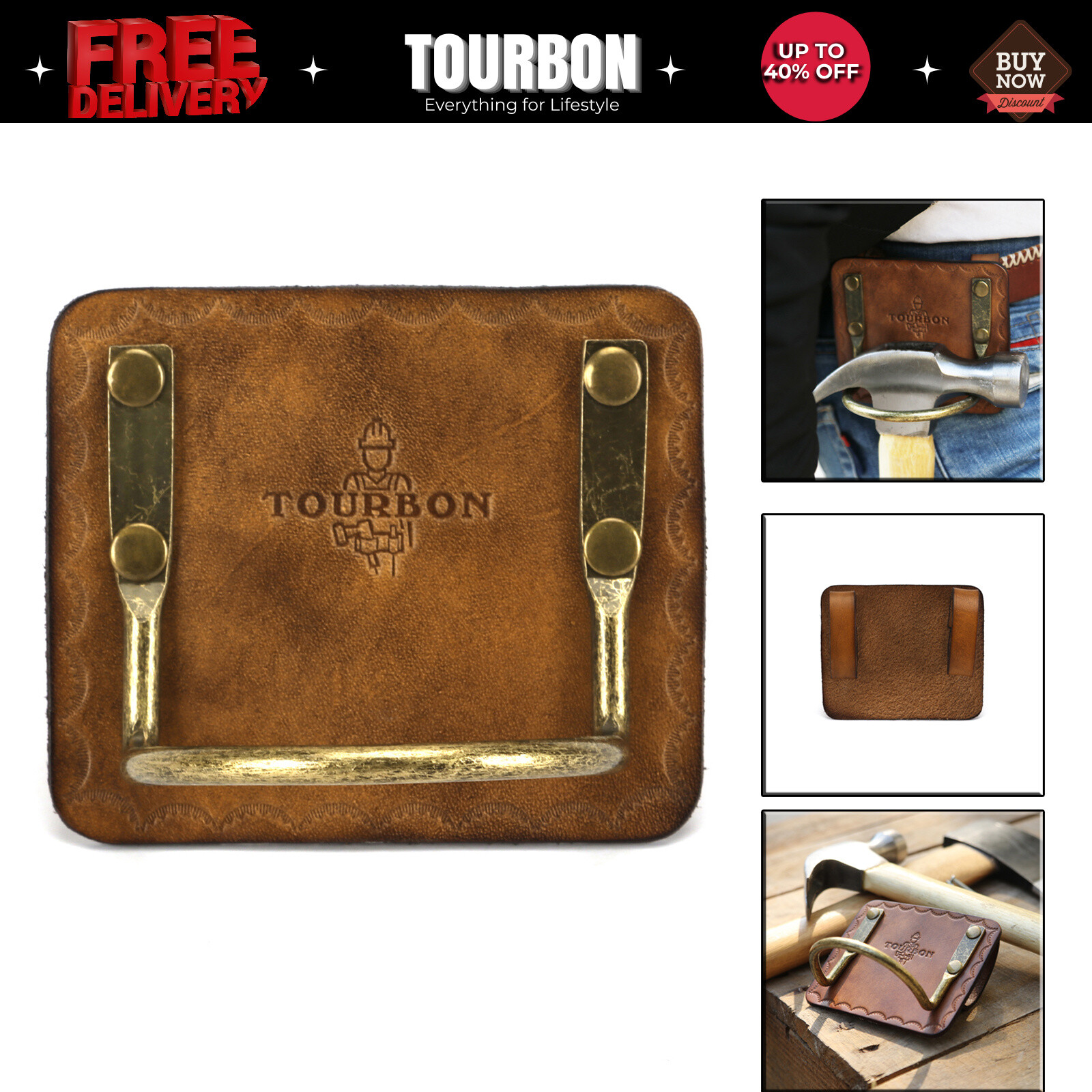 TOURBON Felling Axe Carrier Ax Holster Hammer Hatchet Holder Belt Loop Camping